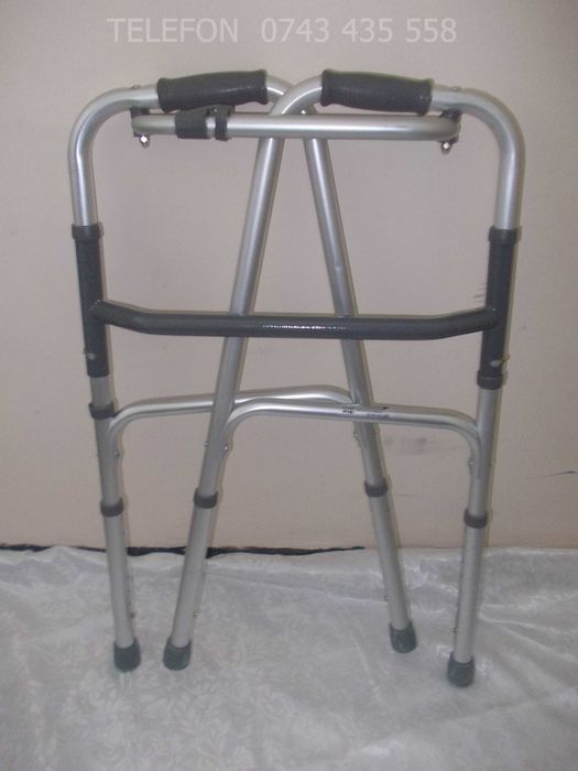 Cadru ajutor mers,pliabil,inaltime reglabila,din aluminiu,pt persoane cu handicap locomotor dizabilitati, tineri sau batrani seniori bunici în vârstă