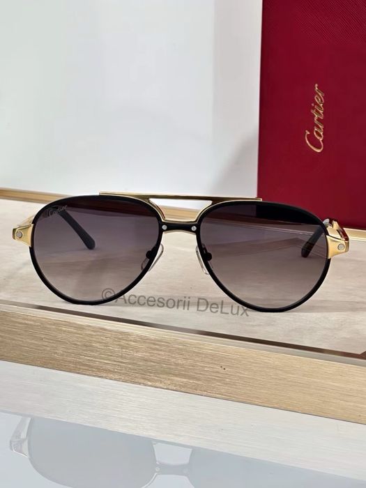 Ochelari de Soare Cartier CT0476S Polarised  Photocrimic Lens Noi Full Box [Verificare Colet] Gold/Black