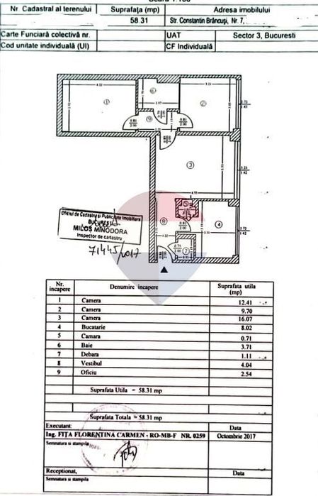Apartament cu 3 camere, de vanzare, 58,3 mp, parter, in zona Titan
