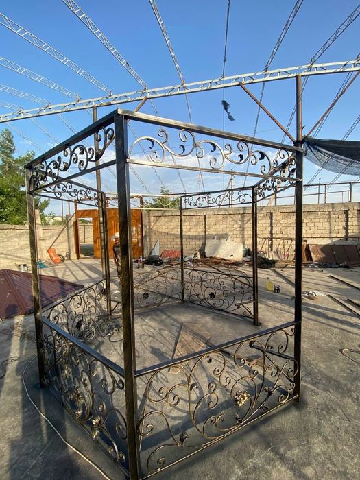 Металлический конструкция беседка перила огражде besedka reshota naves