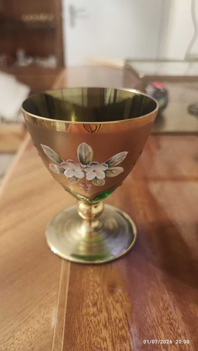 Vaza decorativa cristal Boemia si set 6 pahare decorative