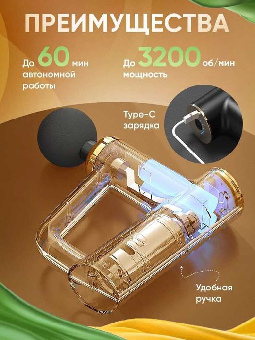 Массажер перкуссионный (ударный)/вибромассажер FASCIAL GUN (ОРИГИНАЛ)