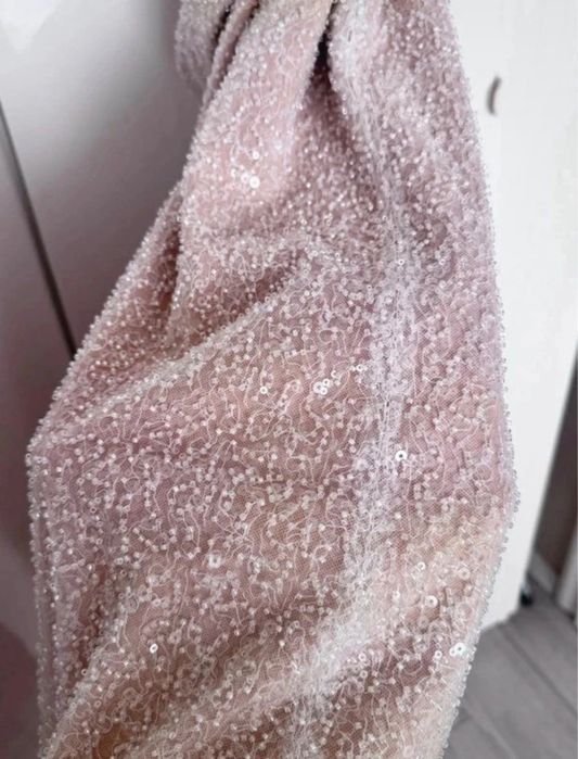 Rochie lunga de ocazie, din margelute, croita pe comanda