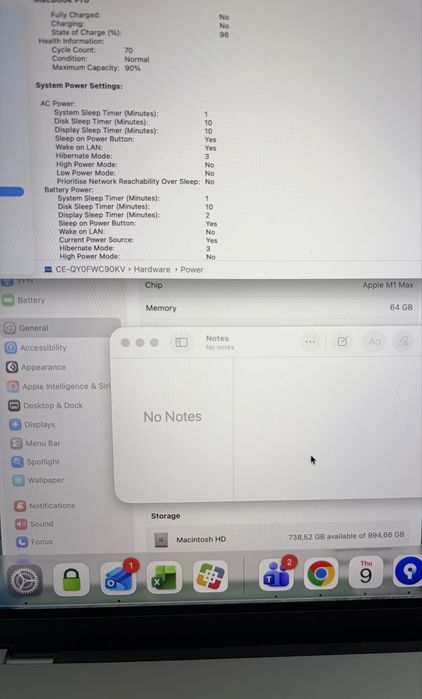 Macbook Pro 16 ** M1 MAX**, 64 RAM, **1Tera SSD**70 CICLURI  Full Box  Nou