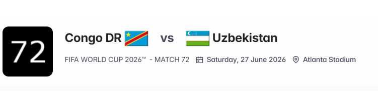 Jahon chempionati 2026, O'zbekiston - Kongo o'yiniga bilet