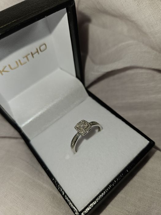 Inel de logodnă aur alb 14K cu diamante naturale - Kultho - certificat garantie