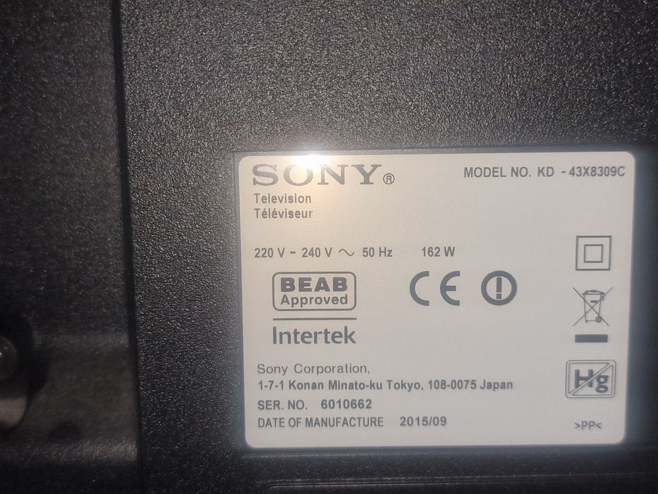 Tv smart sony  diagonală 109 cm  cu display ul  atins