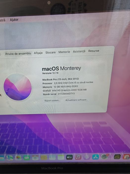 Macbook pro 9.2 12 GB RAM, 256 memorie interna SSD Samsung
