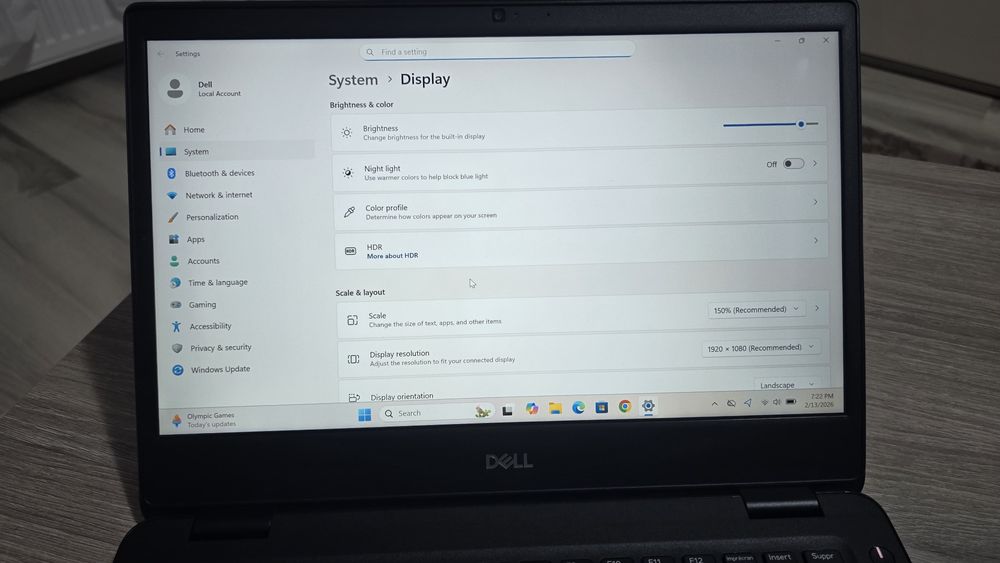 Laptop Dell i5gen8,16Gb ddr4, ssd 256Gb, displa14"HD, windows11pro