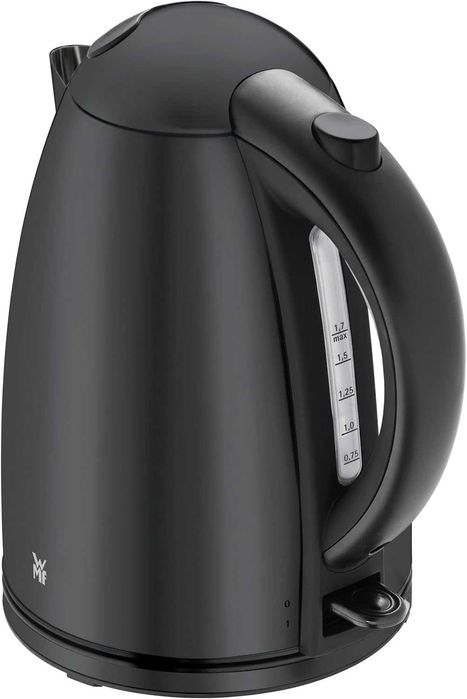 WMF Stelio Електрическа кана за вода 1.7л и 2400W, матирана неръждаема стомана Cromargan, противоплъзгащ филтър, осветен индикатор за ниво