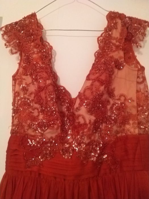 Rochie rosie  eleganta de seară din mătase naturală