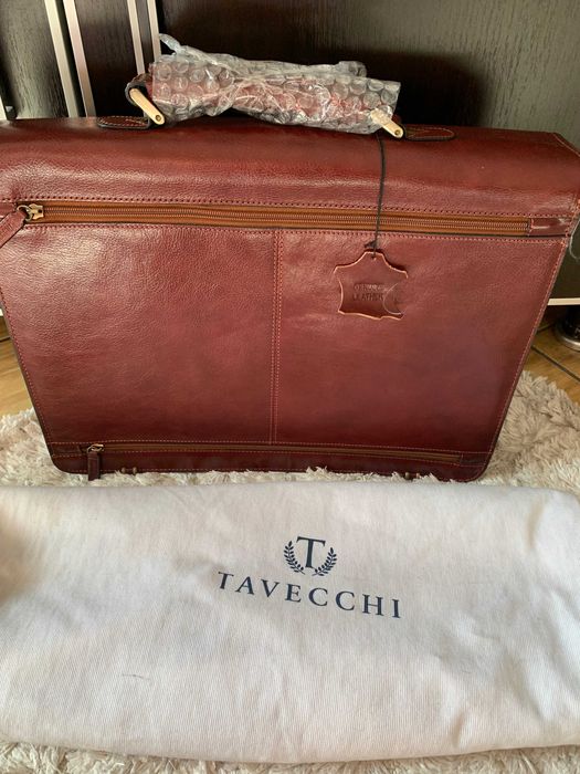 Servieta/geanta piele naturala lux maro TAVECCHI original NOU 50/31/11