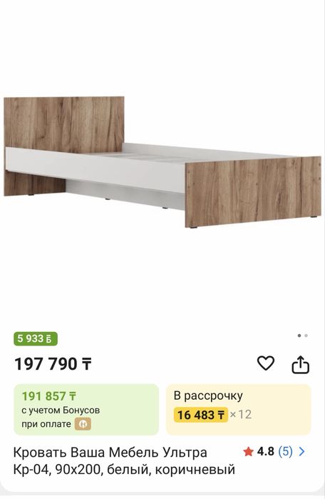 Кровать односпальная разобрана