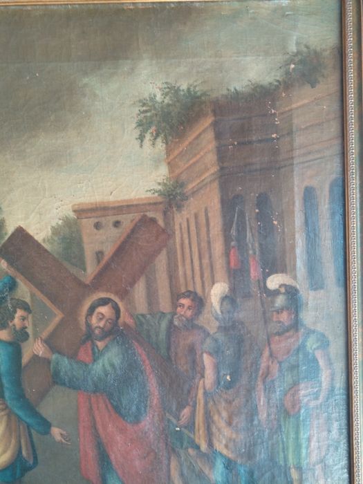 Продавам огромна картина масло върху платно 18 век Витлеемска сцена