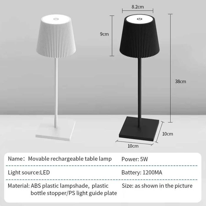 Lampa de masa led reincarcabila USB-C metalica cu touch dimabila birou