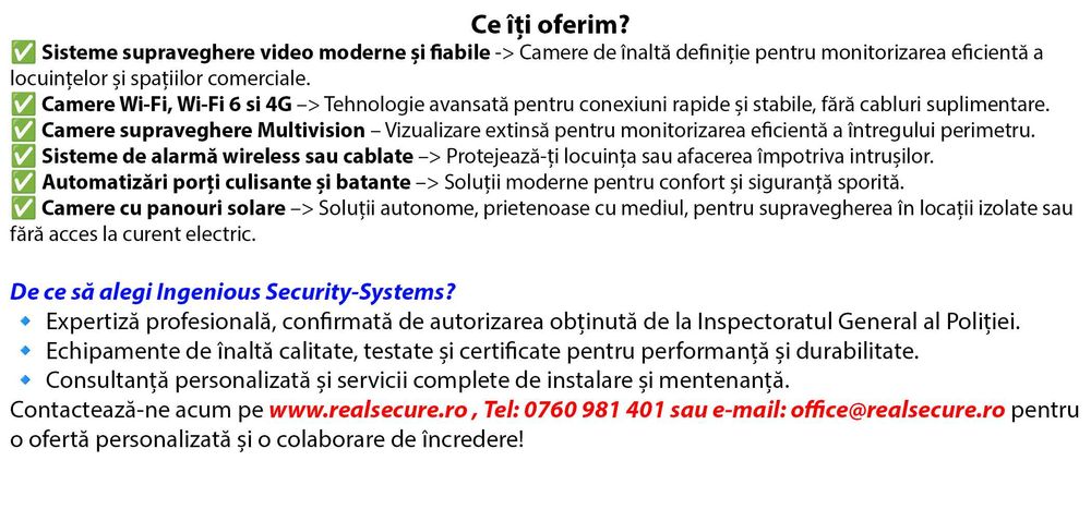 Echipamente profesionale de securitate si automatizari județul Prahova