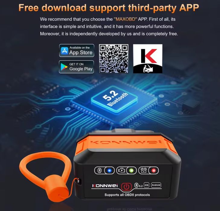 OBD2 скенер KONNWEI KW906 Bluetooth 5.0