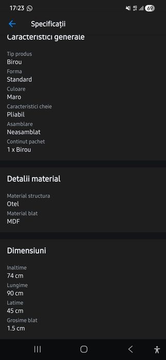 Birou Maro Pliabil care se rabateaza