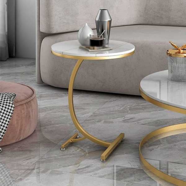 Masa / Masuta rotunda pentru cafea, efect marmura