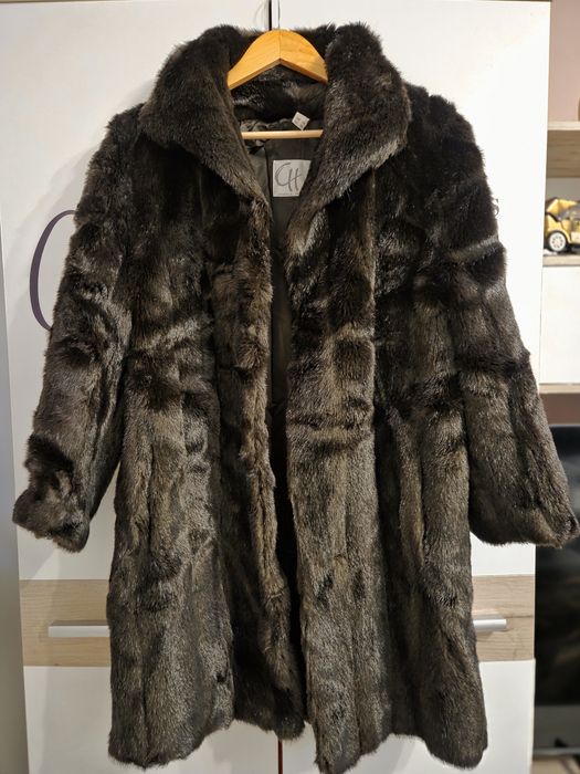 Haină blană damă Couture Hélène, mărimea S/M, maro închis