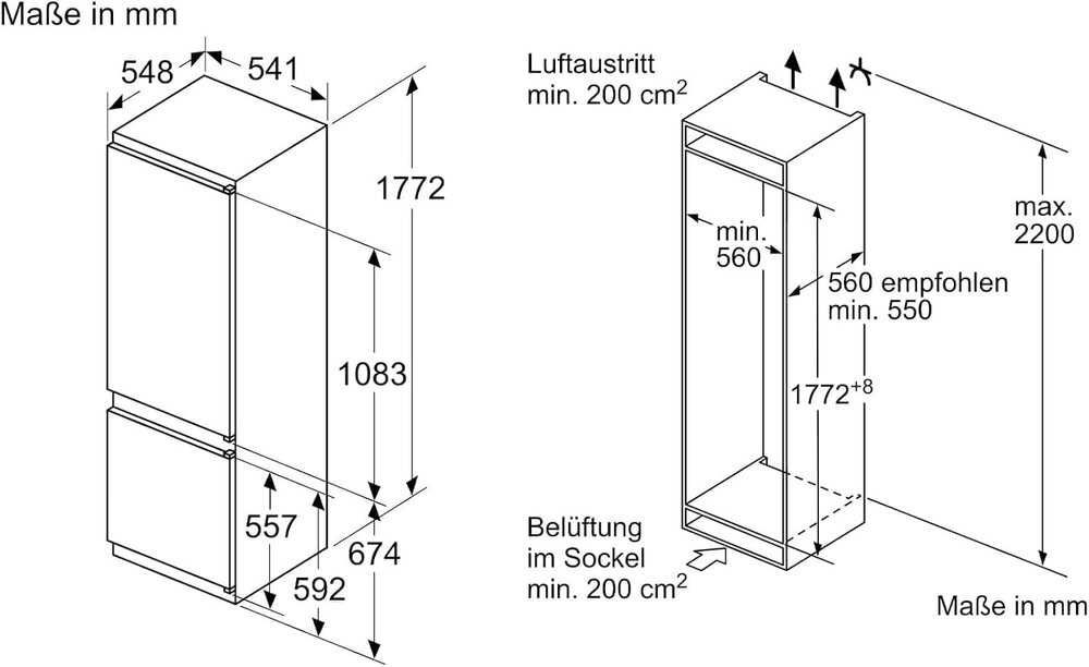Хладилник с фризер за вграждане NEFF N 30 KI5871SE0 177см.