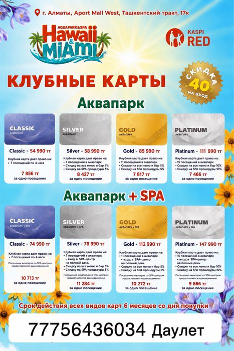 Посещения аквапарка Гавайи Майами