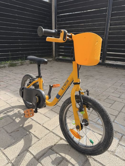 Bicicletă 2 în 1 Discover 500 14" galben copii 90-110 cm