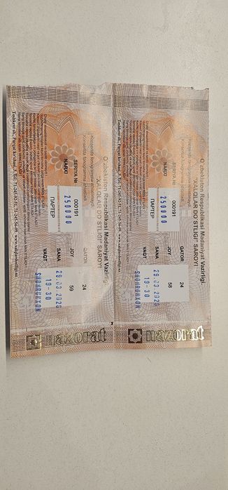 Shohruxhon konsertiga 2 ta arzon belit sotiladi (Xalqlar do‘stligi)