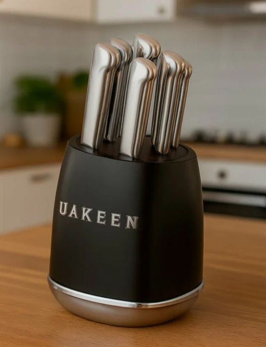 набор кухонных ножей Uakeen в кремовой подставке. Оптом/розницу