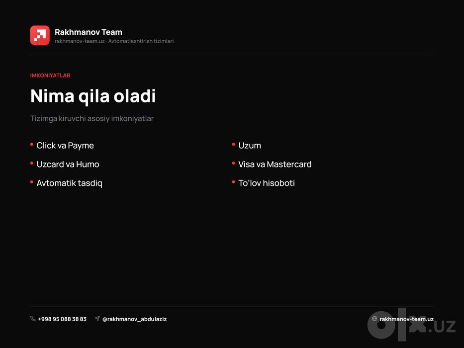 Onlayn to‘lov ulash | Подключение онлайн-оплаты