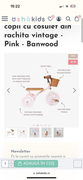 Tricicletă cu mâner detașabil, Banwood