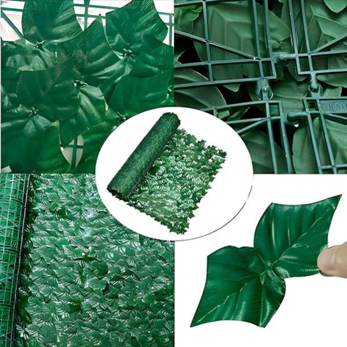 Ограда от зелени листа - панел за уединение с реалистичен вид 3 x 0,5м