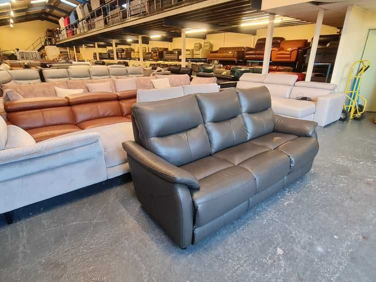 Сив кожен диван тройка "Albion"