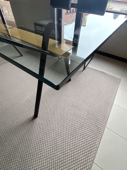 Маса + 6 стола - череша и закалено стъкло 12см