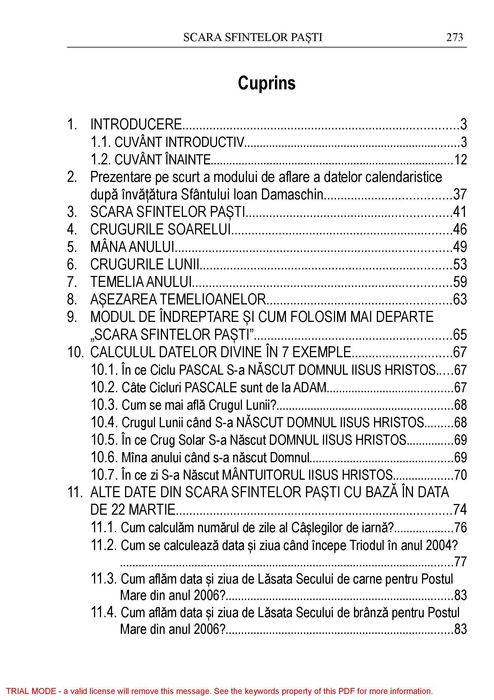 Scara Sfintelor Paști. Calendarul divin sau natural al omenirii.