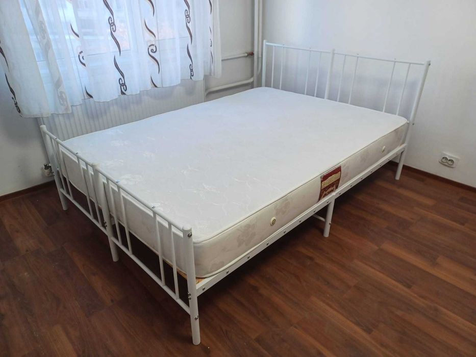 Pat cadru metalic + saltea 1400/2000 noi, nefolosite