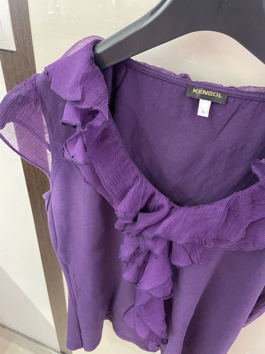 Лятна блуза с копринено жабо в лилаво на Кенсол / Kensol, XL