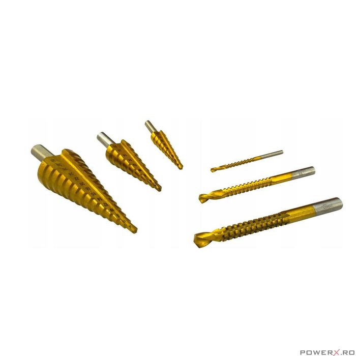 Set burghie conice 4-12; 4-20; 4-30 mm, 3x 3; 6; 8 mm, 6 piese, Verke