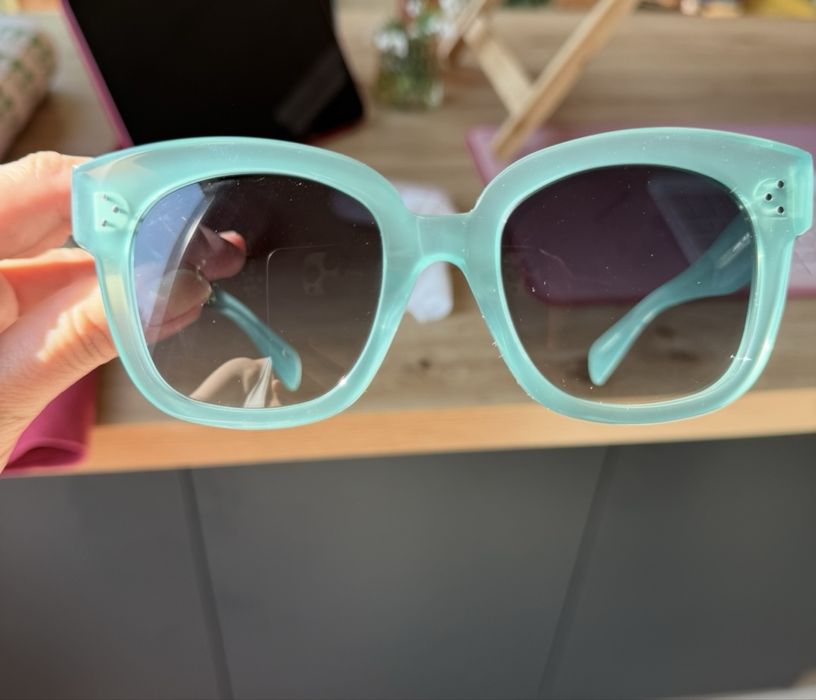 Celine ochelari de soare colectia 2025 turqouse cu lentile gri inchis