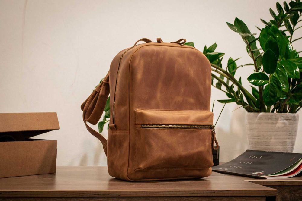 Rucsac din piele naturală. Rucsac pentru laptop. Genuine Leather Backpack. Laptop Backpack