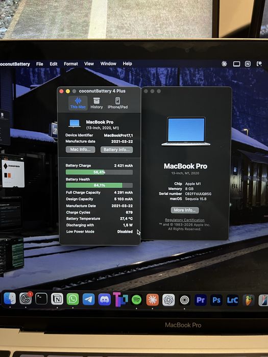 Macbook Pro M1 2020 8/256gb 84% Акб