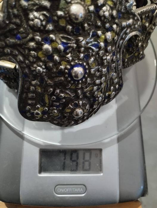 ЕТНО Старинен сребърен колан с емайл