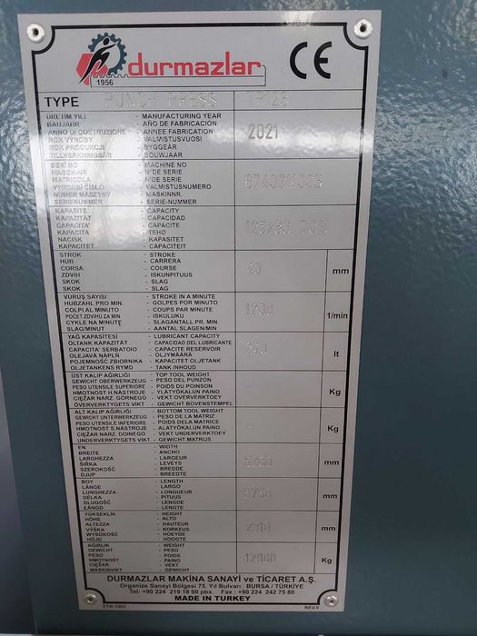 CNC щанцова машина Durma TP123