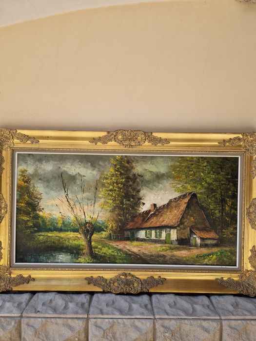 Уникална антикварна авторска холандска картина масло върху платно