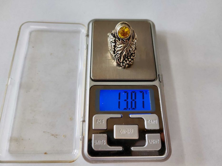 Сребърен пръстен с цитрин 925