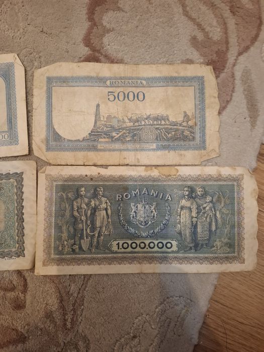 Bancnote  de 5000 lei si un milion.