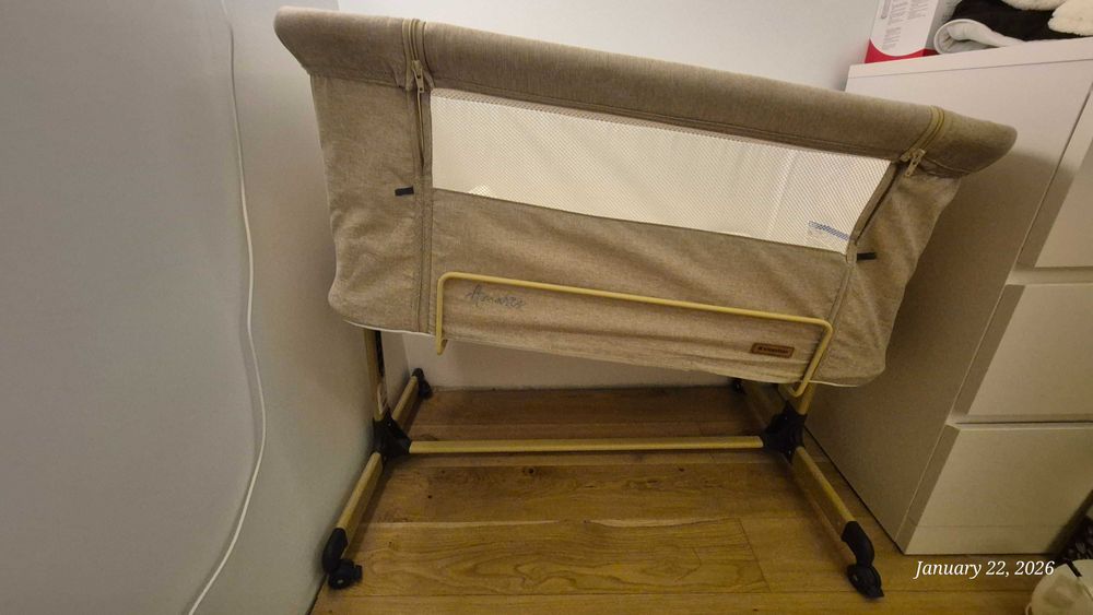 Бебешка мини кошара с падаща страна KikkaBoo - Amaris, Beige