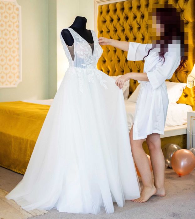 Rochie mireasă ESMEE A-line CADOU voal+crinolină+accs