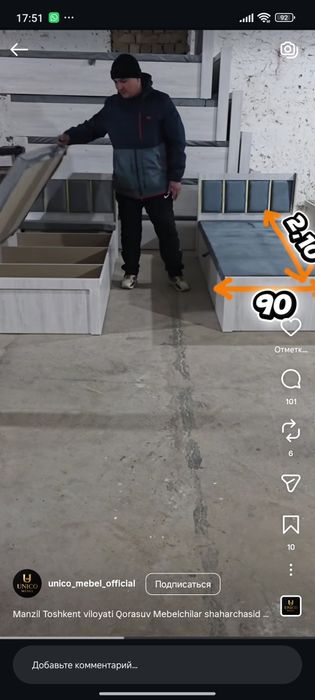 Krovat 1 kishilik sandiqlik