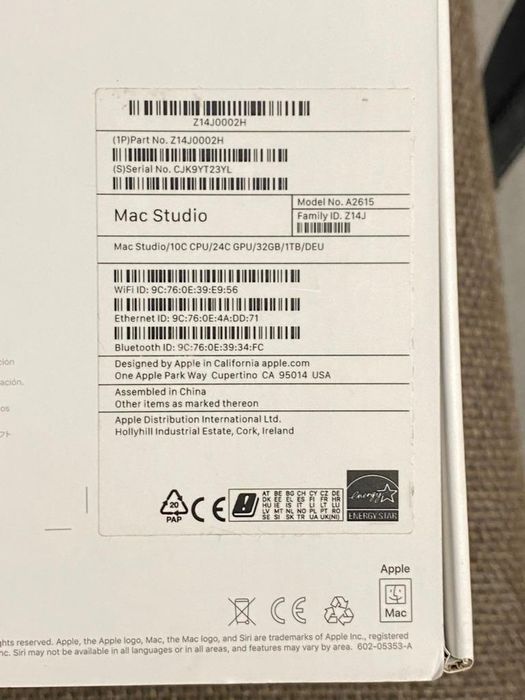 Apple Mac Studio m1 max / 32 / 1024